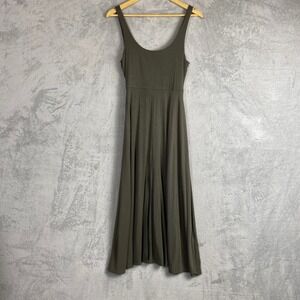 Good American Women Olive Green Scoop Neck Tie‎ Waist Midi Dress Size 4 Wedding